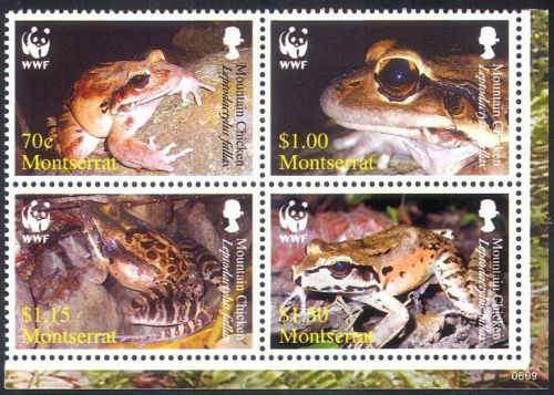 Montserrat 2006 WWF Mountain Chicken Frog Stamps  wildlife stamps frogs on stamps amphibian stamps  topical stamp collecting thematic postage stamp collection wild animal stamp collector  frogs on stamps topical postage stamps